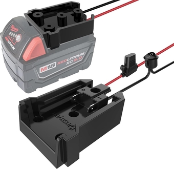 Power Wheel Adapter with Fuse & Switch, Secure Battery Adapter for Milwaukee 18V Lithium Battery, with 12 Gauge Wire, Good Power Convertor for DIY Ride On Truck, Robotics, RC Toys and Work Lights