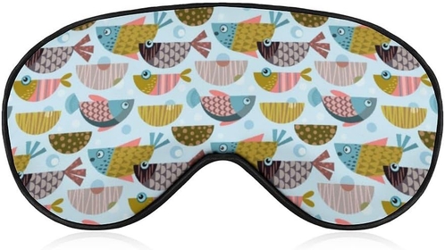 Colorful Fishes Pattern Eye Sleep Mask, Super Soft Eye Masks with Adjustable Strap, Ultimate Sleeping Aid, Blindfold, Relax & Relieve Your Fatigue, Puffy Eyes