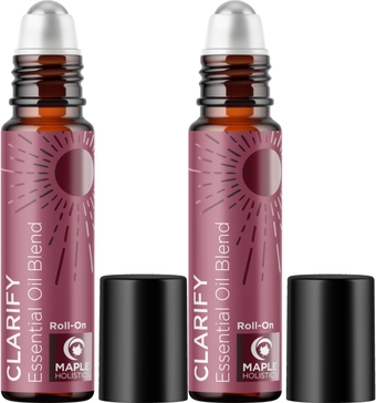Headache Essential Oil Roll On - Clarify Essential Oil Blend Headache Roll On with Aromatherapy Oils - Peppermint Rosemary and Lavender Roll On Essential Oils for Skin Relaxation and Self Care 2-Pack