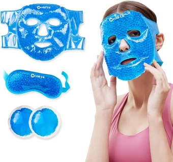 Face Mask Cold Eye Cooling Mask Reduce Face Swelling After Surgery, Reusable Beads Face Mask Freeze Eye Mask with Soft Plush Backing Hot Cold Compress for Migraine Headache Eyes Puffiness Pain Relief