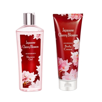 Japanese Cherry Blossom Shower Gel and Body Cream Set - Nourishing and Moisturizing Daily Skincare - 8 fl.oz/236mL each, Christmas Gifts for Her and Him (Japanese Cherry Blossom)
