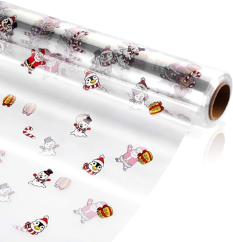 Christmas Cellophane Wrap Roll, 3 Mil Thickness Clear Cellophane Wrap Christmas Cellophane Wrapping Paper for Arts Crafts Baskets (30mx80cm)