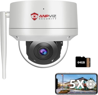 5MP PTZ Wireless Security Camera Outdoor, 5X Optical Zoom WiFi Camera, Human Detection, Auto Tracking, Wireless WiFi Camera with Motion Alerts, Built-in 64G SD Card, NDAA Compliant (U Series)