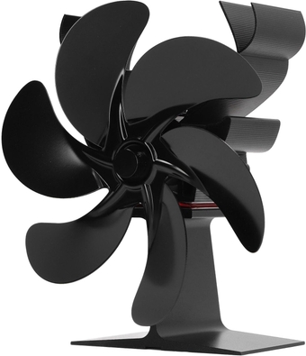 6 Blades Wood Stove Fan Heat Powered Non Electric Fireplace Fan for Wood/Gas/Burning Stove/Pellet/Log Burner, Black Wood Burning Stove Fan for Wood Burning Stove,