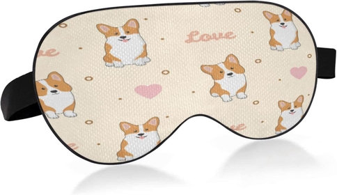 Cute Corgi Sleeping Eyes Mask with Adjustable Strap,Breathable Blackout Comfortable Sleeping Eye Mask for Men&Women#96