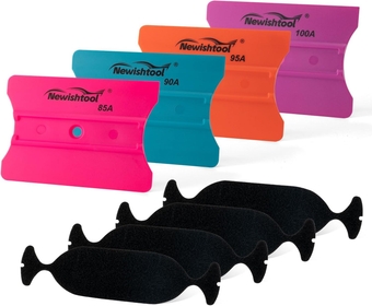 Vinyl Wrap Squeegee Wing Shaped Squeegee with Different Hardness for Vehicle Wrapping, Sign Marking, Window Film Application, Rounded & Squared Corners in-One 4" Squeegee with Felt, 4-Pack