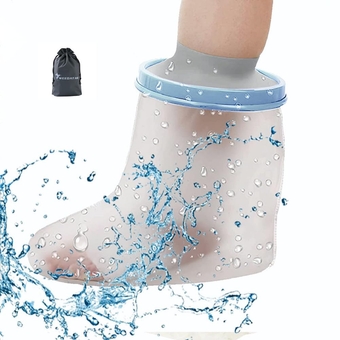 Adult Watertight Foot Protector, Reusable Foot Cast Covers, Durable Watertight Cast Bag Boots Shower Cover for Broken Surgery Foot, New Tattoo, Wound and Burns (White 1)