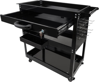 3 Tier Rolling Tool Cart Box On Wheels with Lockable Drawer, Heavy Duty Capability Tool Cart for Mechanics, Large Storage Organizer Utility Cart, for Garage Warehouse Repair Shop, 350 Lbs Load