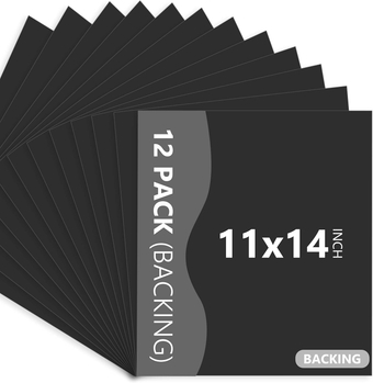 12 Pack Backing Boards Only - 11x14 Uncut Black Mats Matboards, Acid Free Backerboards, Ideal for Photos/Pictures/Prints/Frames/Arts