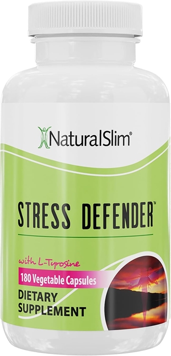 Stress Defender L Tyrosine & Pantothenic Acid (Vitamin B5) - Natural Supplements for Energy, Focus, Cortisol Level and Stress Support - Keto Friendly - 180 Vegetable Capsules