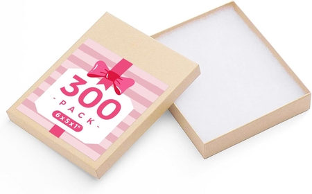 6x5x1'' Brown Jewelry Gift Boxes 300PC for Small Business, Bracelets, Earrings