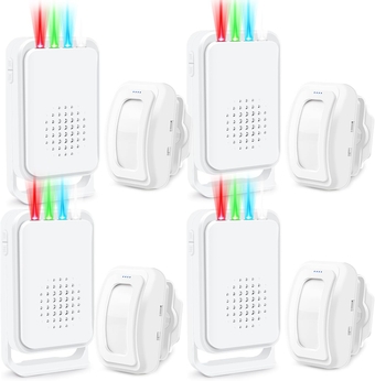 4Pack Motion Sensor Door Bell, Motion Door Chime for Business When Entering, Motion Sensor Indoor for Home Office Store, Sleepwalker Elderly Toddler Safety Monitor, Mute Vibration Function