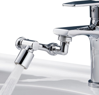Universal 1080°Swivel Faucet Extender, Sink Water Faucet Aerator Extension in Brass, Swivel Robotic Arm Bathroom Faucet Extender, Kitchen Rotating Extension Filter with 2 Mode Splash