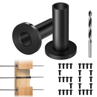 50 Pack Black Stainless  Protector Sleeves for 1/8”, 5/32", 3/16" Wire Rope Cable for Wood Post, T316L Marine Grade Cable Railing Kit Hardware DB55