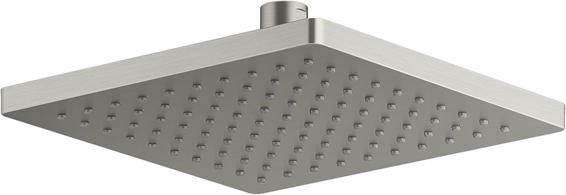 KOHLER 26148-G-BN Honesty 8 Inch Single-Function Rainfall Showerhead, Wall- or Ceiling-Mount Square Shower Head, 1.75 GPM, Vibrant Brushed Nickel