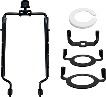 Lamp-Shade Harp Holder Adjustable Support - Tall 7 8 9 10 inch and 3/8 inch Standard Saddle E14 E26 E27 Light Base UNO Fitter Adapter Converter Finial Set Detachable Parts Bracket (Black)