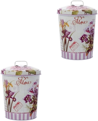 2pcs Box Storage Box Chocolate Jar Cereal Containers Vintage Kitchen Canisters Rectangular Tinplate Tins Pantry Table Top Trash Can Desktop Storage Case Galvanized Iron Counter