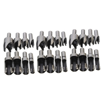 Round Wood Cutters Drill Bit Cutters Tapered Plug Cutter 24 Pcs Plug Cutter Cutting Tools for Wood Claw Cutting Machine Plug Cutter Set Electric Drill Tool Cutter