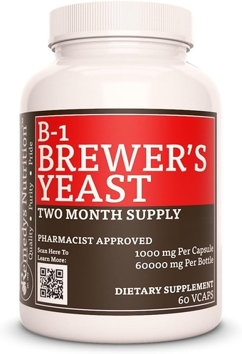 Vitamin B-1 with Brewers Yeast 1,000mg Vegan Capsules Supplement - Non-GMO, Gluten Free, Dairy Free - Two Month Supply (60 Count)…