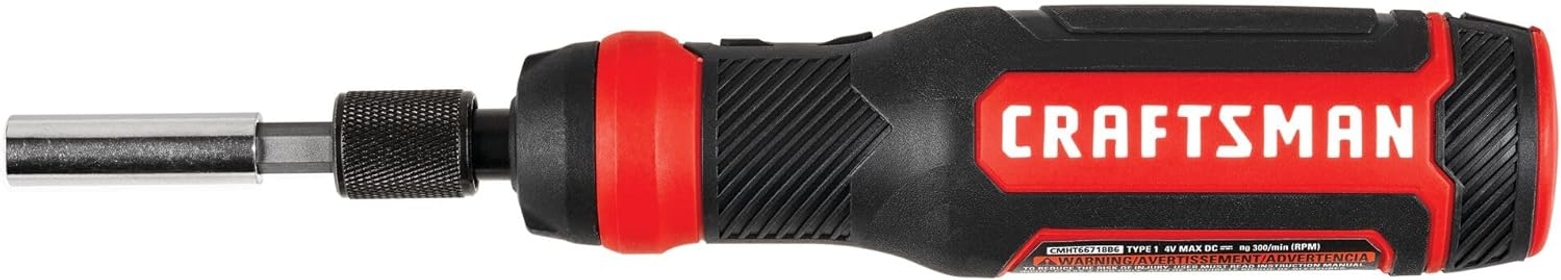 CRAFTSMAN 4V Electric Screwdriver Set, 300 RPM, Micro-USB Charging Port, 3-Stage Battery Charge Indicator (CMHT66718B20)