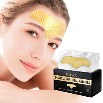 24K Gold Forehead Anti-Wrinkle Patch-15 PCS, Collagen Forehead Lines Mask Forehead Frown Wrinkles Pads T-Zone Patches Smooth Forehead Strips Moisturizing