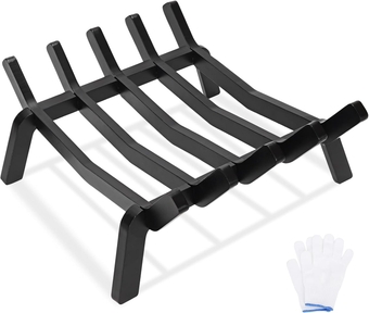 Fireplace Grate 14in Heavy Duty, Fireplace Wood holder for Inside Fireplace, Fireplace Log Holder, Small Fire Grate, Fireplace Accessories, Chimney Hearth Indoor, 5 Bars Fire Pit Grate for Outdoor