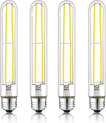 7.3 Inch E26 Led Bulb 60 Watt Dimmable,5000K Daylight Edison Bulbs,6W Tubular T10 Long Clear Glass Light Bulb for Rustic Pendant,Industrial Pipe,Wall Sconces,Chandeliers(4 Pack)