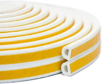 Weather Stripping Seal Strip Tape, Doors Windows Frame Self Adhesive D Type Foam Sealing Tape, 32.8Ft Rubber Soundproof Insulation Cell Foam Stripping, White