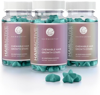 Chewable Fast Acting Hair Growth Vitamins. Natural Supplement for Longer Hair with Coconut Oil, Biotin and Folic Acid. (3 Months Supply)