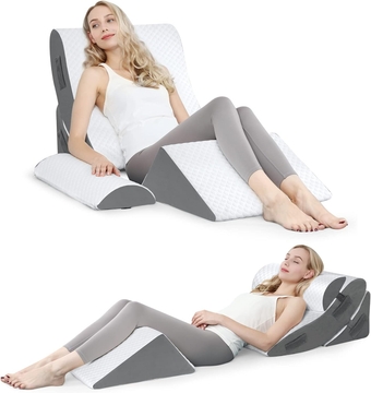 4pcs Orthopedic Bed Wedge Pillow Set Adjustable Wedge Pillow for After Surgery Recovery Perfect Post Surgery Memory Foam Wedge Pillows for Sleeping Acid Reflux Back Support Leg Elevation System