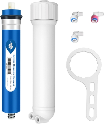 100 GPD RO , Reverse Osmosis  with  Housing, Replacement for Under Sink Home Drinking RO Water Filter System, Wrench,1/4" Quick-Connect Fittings,Check Valve