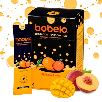 Natural Energy Drink Powder, Peach Mango, 15 Pack, Sugar Free Self Carbonating Electrolytes Powder Packets w/ 100mg Guarana Caffeine, Water Enhancer Drink Mix, Low Calorie, Keto Friendly