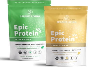 Epic Protein Bundle - Vanilla Lucuma & Green Kingdom (20g Organic Plant-Based Protein Powder, Vegan, Gluten Free, Superfoods) | 1lb, 12 Servings
