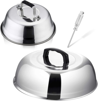 Cheese Melting Dome,  12In & 9In Heavy Duty Round Basting Steam Cover, Stainless Steel Griddle Grill Accessories for Flat Top BBQ Kitchen Cooking Indoor & Outdoor, Dishwasher Safe - (2Packs)