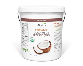 Coconut Oil Bulk - Organic Naturally Refined Coconut Oil (RBD) by Miracle Palm - Vegan, Tasteless, Non-GMO & Gluten Free - Ideal for Skin & Hair Care (5 Gallons)