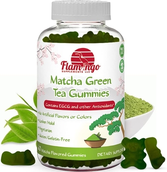 Matcha Green Tea Extract Gummies with EGCG- Energy Gummies, Metabolism Booster Weightloss for Belly Fat for Women & Men. Green Tea Fat Burner Supplement Alterative to Green Tea Extract Pills -60 Ct