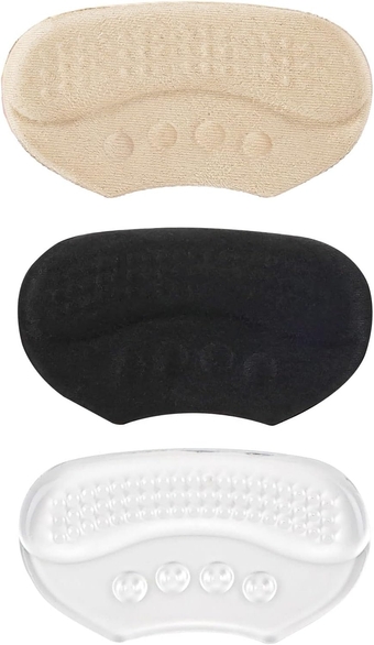 Heel Pads Grips Liner Cushions Inserts for Loose Shoes Too Big Women Men Prevent Heel Slip and Heel Pain Blisters Relief,Heel Protectors for Shoes, Improve Shoe Fit (Beige+Black+Clear)