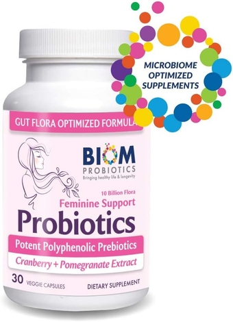 Complete Feminine Balance Women's Daily  + Prebiotics with Organic Cranberry & Pomegranate with Lactobacillus crispatus, Gluten &, Dairy-Free. 30 Servings