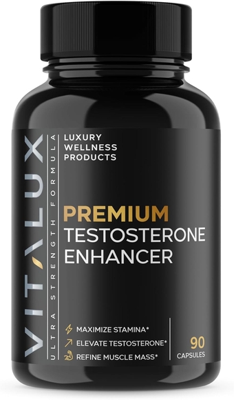 VITALUX || #1 RATED Premium Testosterone Booster || Maximize Testosterone, Build Muscle, Increase Stamina | Ultra Dosed Formula w/ 9 Powerful Ingredients | 3rd Party Tested + USA Made - 90 Capsules