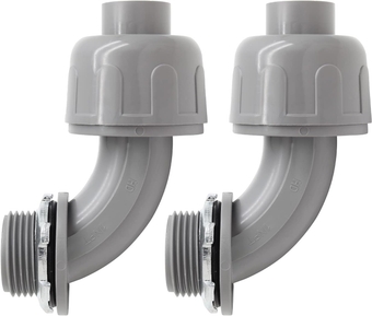 2Pcs 1 Inch NPT Liquid Tight Connector Nonmetallic 90 Degree Electrical Conduit Connector Fitting, UL Listed PVC Flexible Conduit Fittings