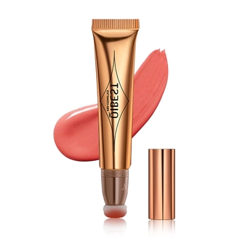 Blush Beauty Wand,Matte Face Blush with Cushion Applicator, Natural Silky Smooth Creamy Liquid Blush Wand, Lightweight Blendable Blush Stick for Cheek Lip,Cruelty-free,03 Peach