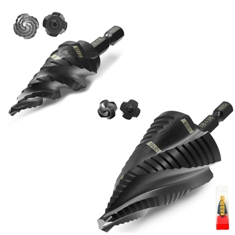 2PCS M35 Cobalt Step Drill Bit Set for Metal 1/4" - 1-3/8" (19 Step Sizes) 3/16"-7/8"(12 Sizes)