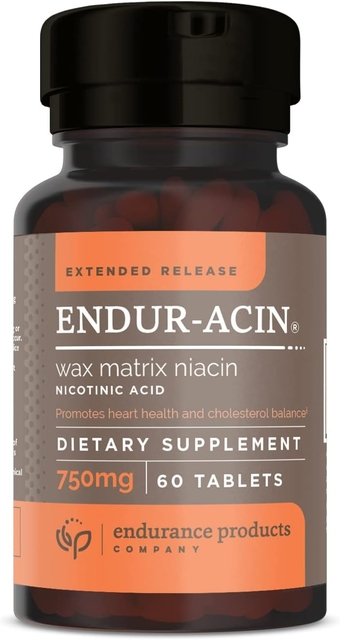 ENDUR-ACIN Niacin - Vitamin B3 Niacin 750mg Extended Release & Low-Flush, 60 Tablets - Supports Cholesterol Balance & Heart Health - Endurance Products