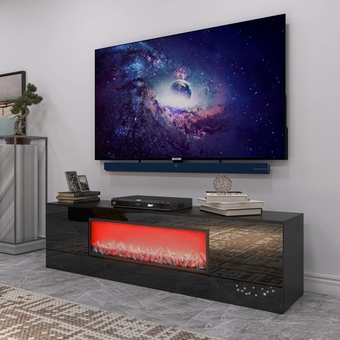 Living Room Furniture Modern Black Electric Fireplace TV Stand with Insert Fireplace,Without Remote and Heating