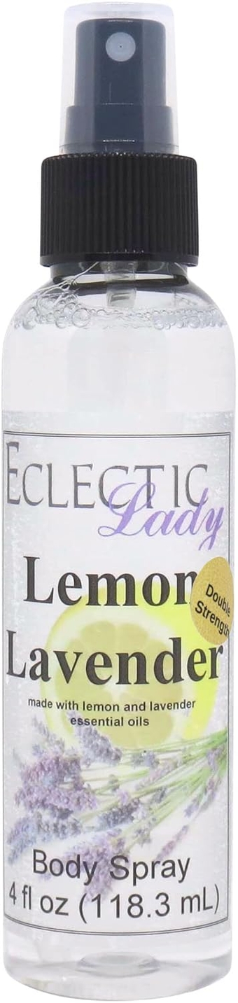 Lemon Lavender Essential Oil Blend Body Spray (Double Strength), 4 ounces, Body Mist for Women with Clean, Light & Gentle Fragrance, Long Lasting Perfume with Comforting Scent for Men & Women, Cologne