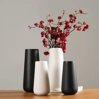 Ceramic Vase, Modern Decorative Vase, Flower Vase Minimalism Style for Home Decor, Centerpieces, Office, for Pampas Grass, Dried Flowers, Fresh Flowers and Bud (11.0 Inch, Black)