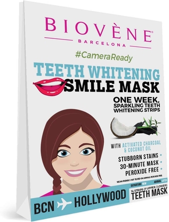 Teeth Whitening Strips Smile Mask- with Activated Charcoal & Coconut Oil, Vegan Friendly 14 Strips