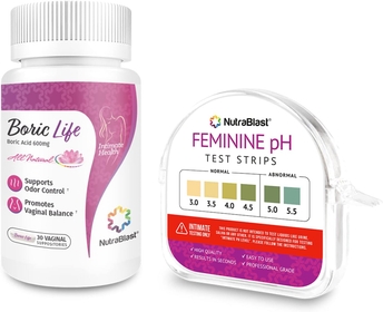 Boric Acid Vaginal Suppositories 600mg (30 Count) w/Feminine pH Test Strips 3.0-5.5 (100 Tests Roll) | Monitor Intimate Health | Accurate Women’s Acidity & Alkalinity