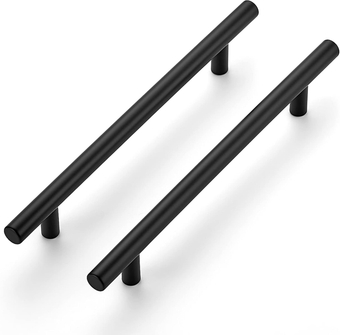 4 Pack 8-13/16 Inch Cabinet Handles Matte Black Stainless Steel Kitchen Drawer Pulls Cabinet Pulls 8-13/16"Length,6-1/4" Hole Center