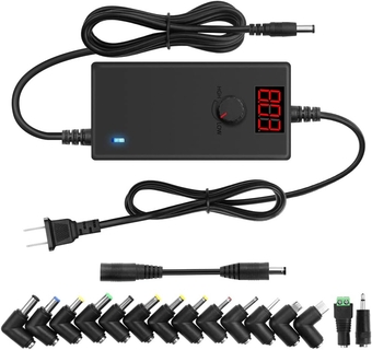 36W Universal AC Adapter 12V 3A Variable Power Supply Adapter AC 100-240V to DC 3V 5V 4.5V 6V 9V 12V 3A 2A 1.5A 1A 0.5A Adjustable Switching Multi Voltage Power with 15 Tips+ Polarity Converter